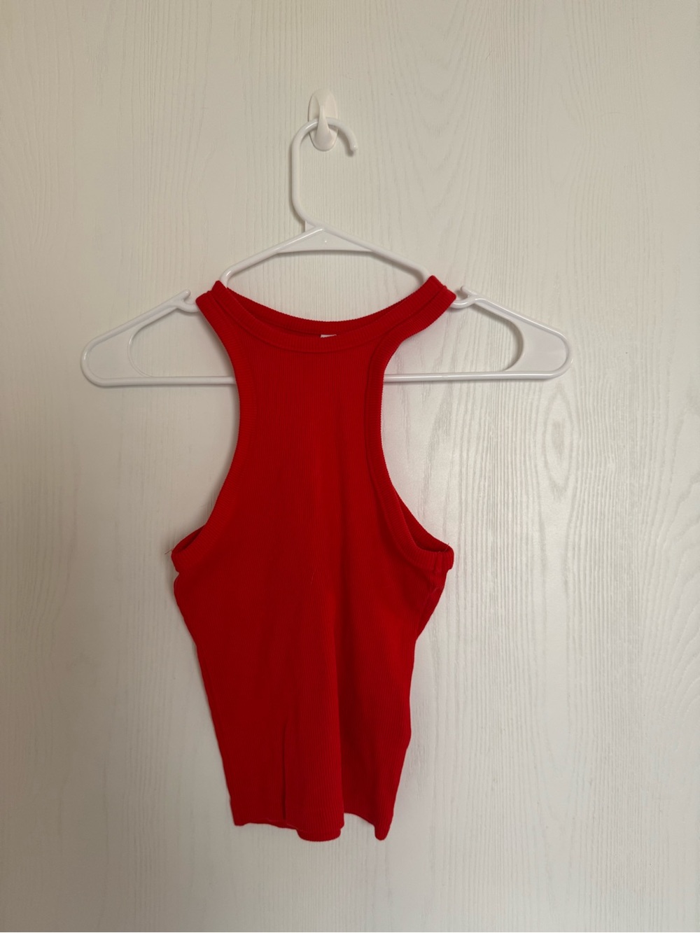 H&M Red Ribbed High-Neck Tank